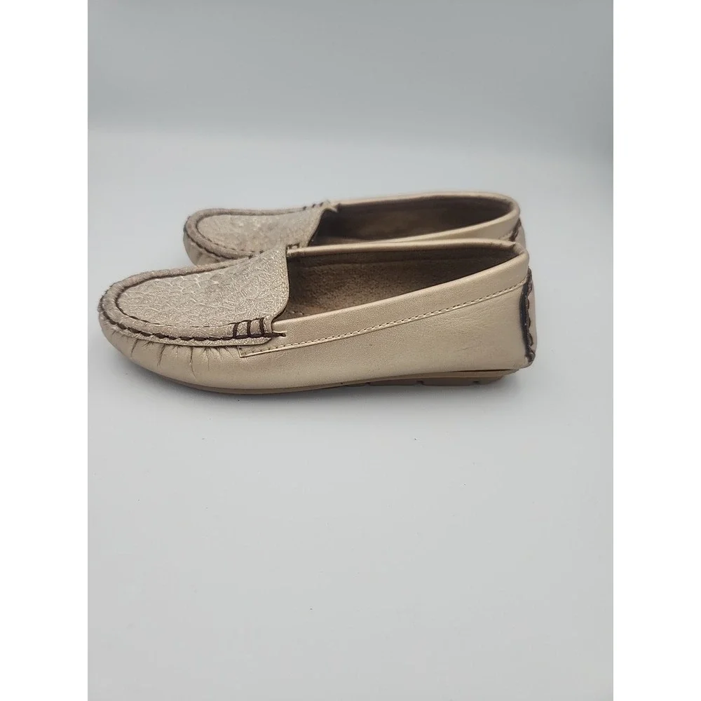 Stylo‎ Girls Slip On Loafers Shoes Gold Glitter Leopard Print Size 12 US EU 29